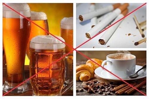 Không sử dụng chất kích thích như rượu, bia, cà phê, thuốc lá